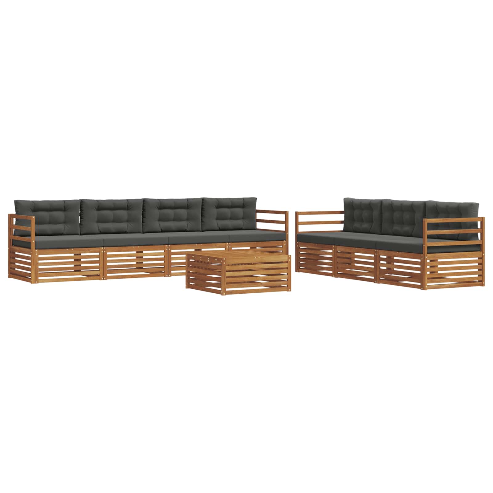 Σειρά Καναπέ Εξωτερικού με μαξιλάρι 8 pcs Φυσικό και Ανθρακί - Pakobazaar