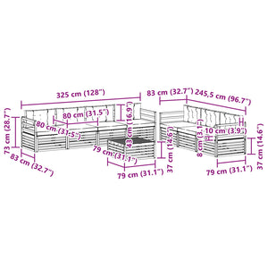 Σειρά Καναπέ Εξωτερικού με μαξιλάρι 8 pcs Φυσικό και Ανθρακί - Pakobazaar
