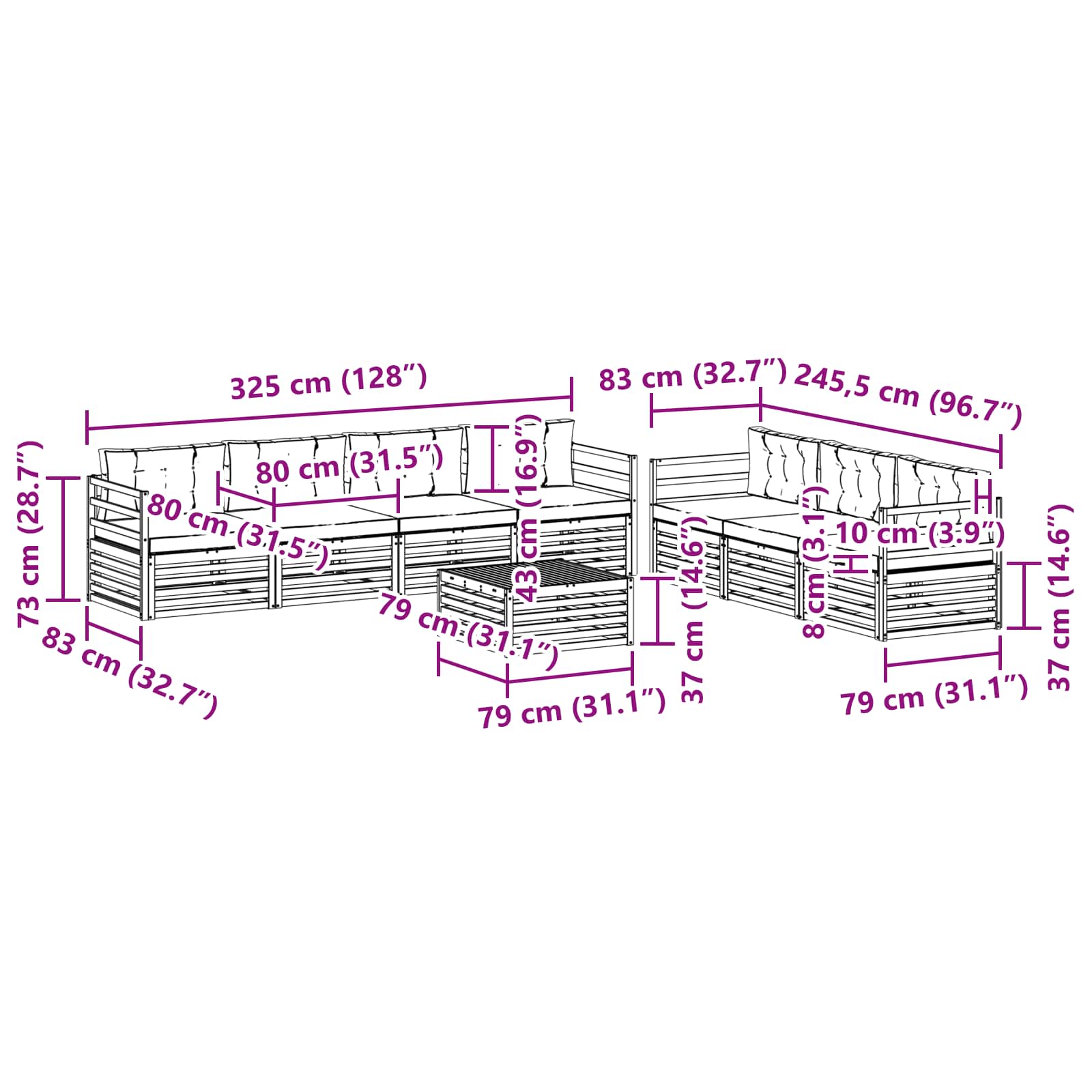 Σειρά Καναπέ Εξωτερικού με μαξιλάρι 8 pcs Φυσικό και Μπεζ - Pakobazaar