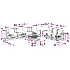 Σειρά Καναπέ Εξωτερικού με μαξιλάρι 8 pcs Φυσικό και Ανθρακί - Pakobazaar