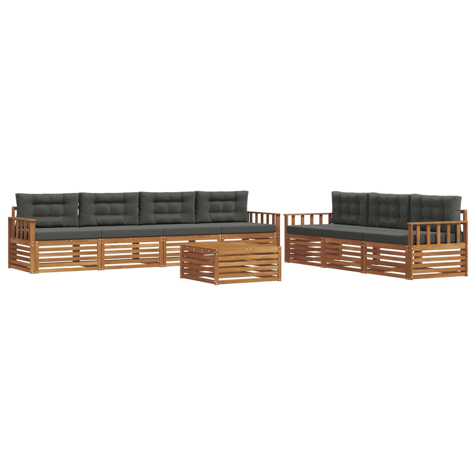 Σειρά Καναπέ Εξωτερικού με μαξιλάρι 8 pcs Φυσικό και Ανθρακί - Pakobazaar