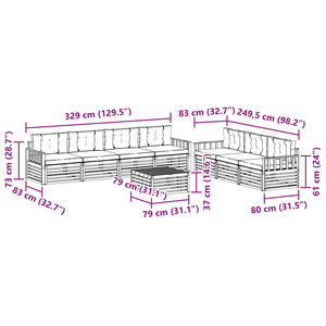 Σειρά Καναπέ Εξωτερικού με μαξιλάρι 8 pcs Φυσικό και Ανθρακί - Pakobazaar