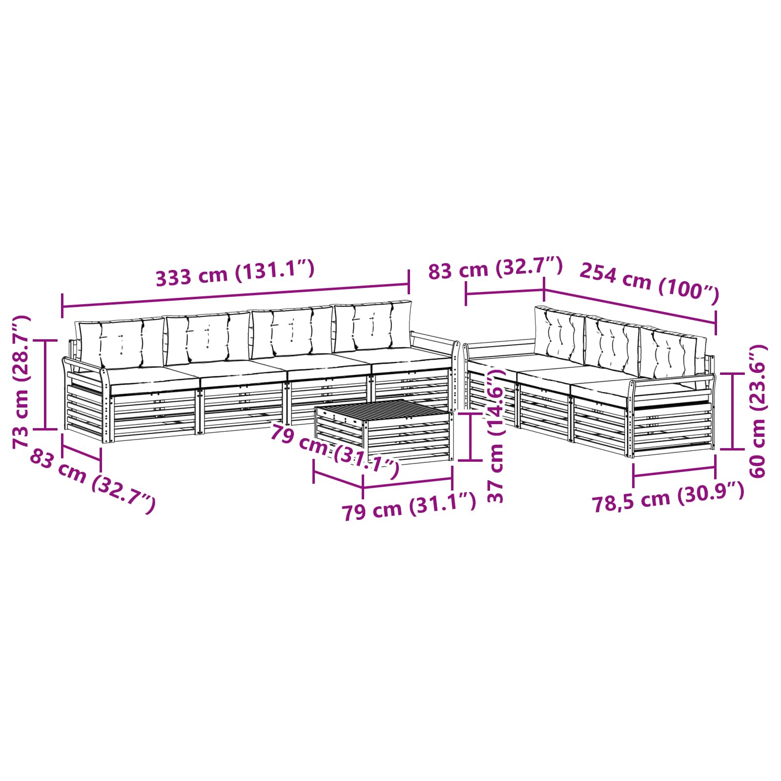 Σειρά Καναπέ Εξωτερικού με μαξιλάρι 8 pcs Φυσικό και Μπεζ - Pakobazaar