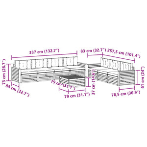 Σειρά Καναπέ Εξωτερικού με μαξιλάρι 8 pcs Φυσικό και Ανθρακί - Pakobazaar