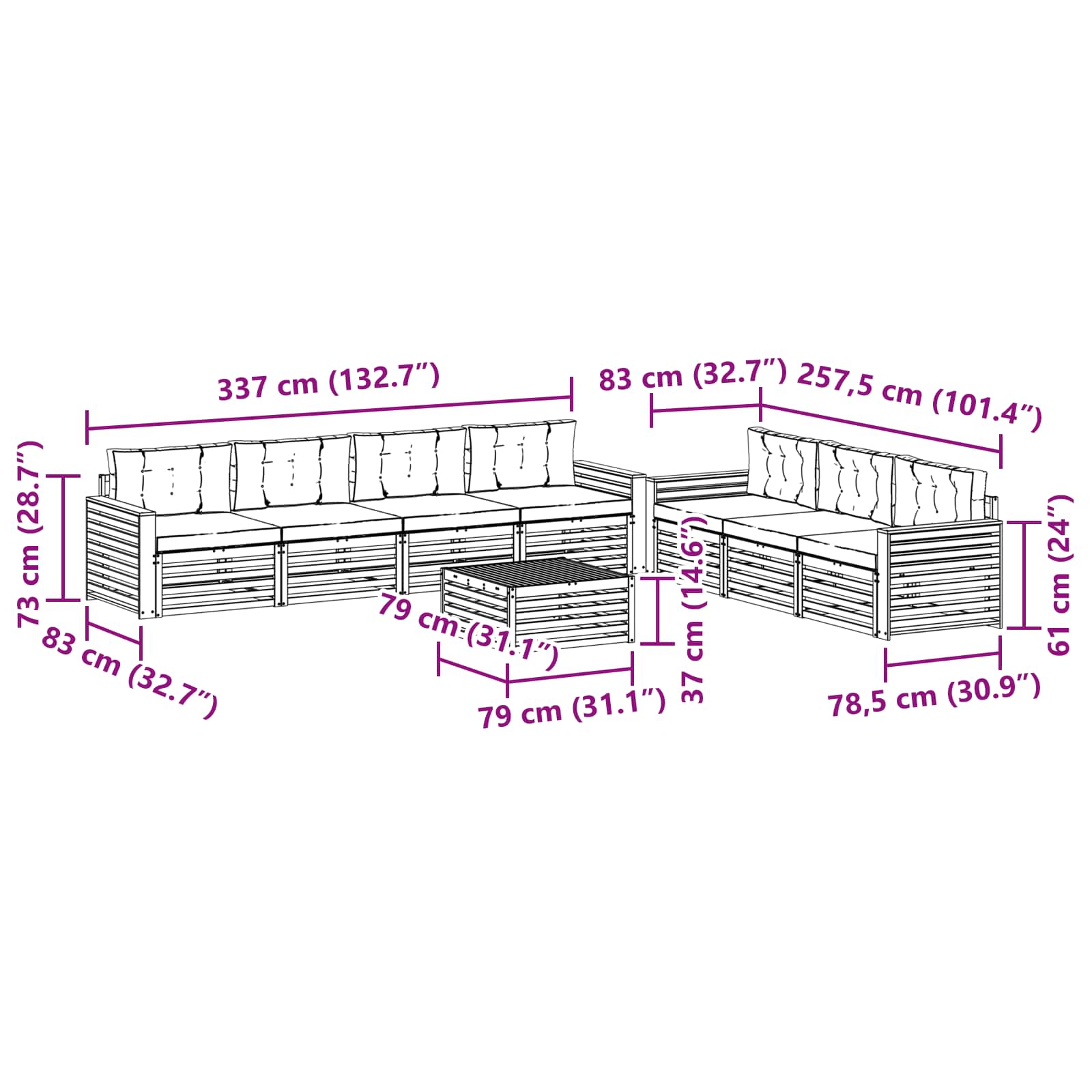 Σειρά Καναπέ Εξωτερικού με μαξιλάρι 8 pcs Φυσικό και Μπεζ - Pakobazaar
