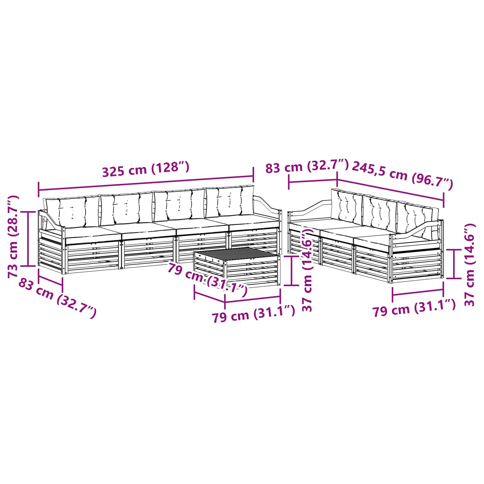Σειρά Καναπέ Εξωτερικού με μαξιλάρι 8 pcs Φυσικό και Κρέμα - Pakobazaar