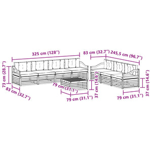 Σειρά Καναπέ Εξωτερικού με μαξιλάρι 8 pcs Φυσικό και Κρέμα - Pakobazaar