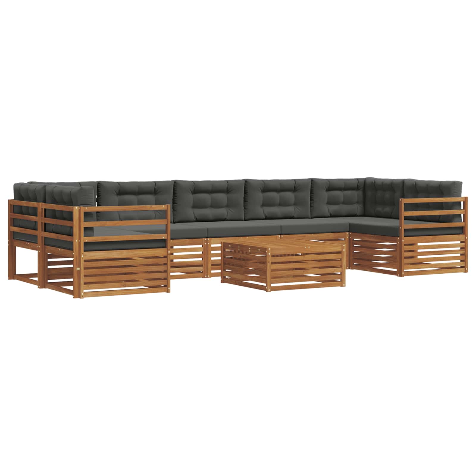 Σειρά Καναπέ Εξωτερικού με μαξιλάρι 8 pcs Φυσικό και Ανθρακί - Pakobazaar