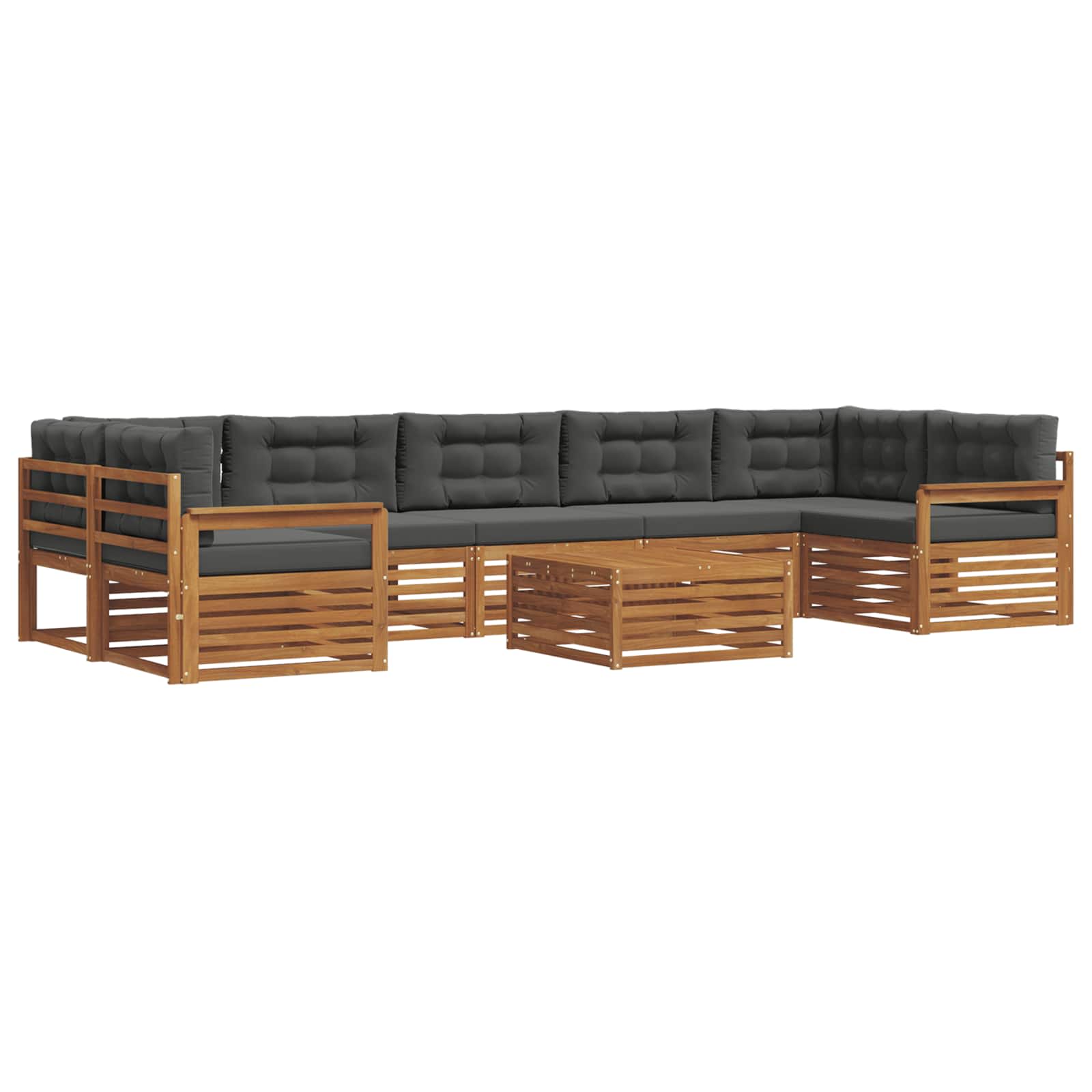 Σειρά Καναπέ Εξωτερικού με μαξιλάρι 8 pcs Φυσικό και Ανθρακί - Pakobazaar