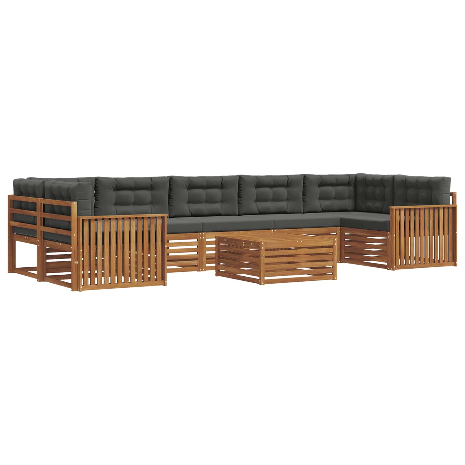 Σειρά Καναπέ Εξωτερικού με μαξιλάρι 8 pcs Φυσικό και Ανθρακί - Pakobazaar