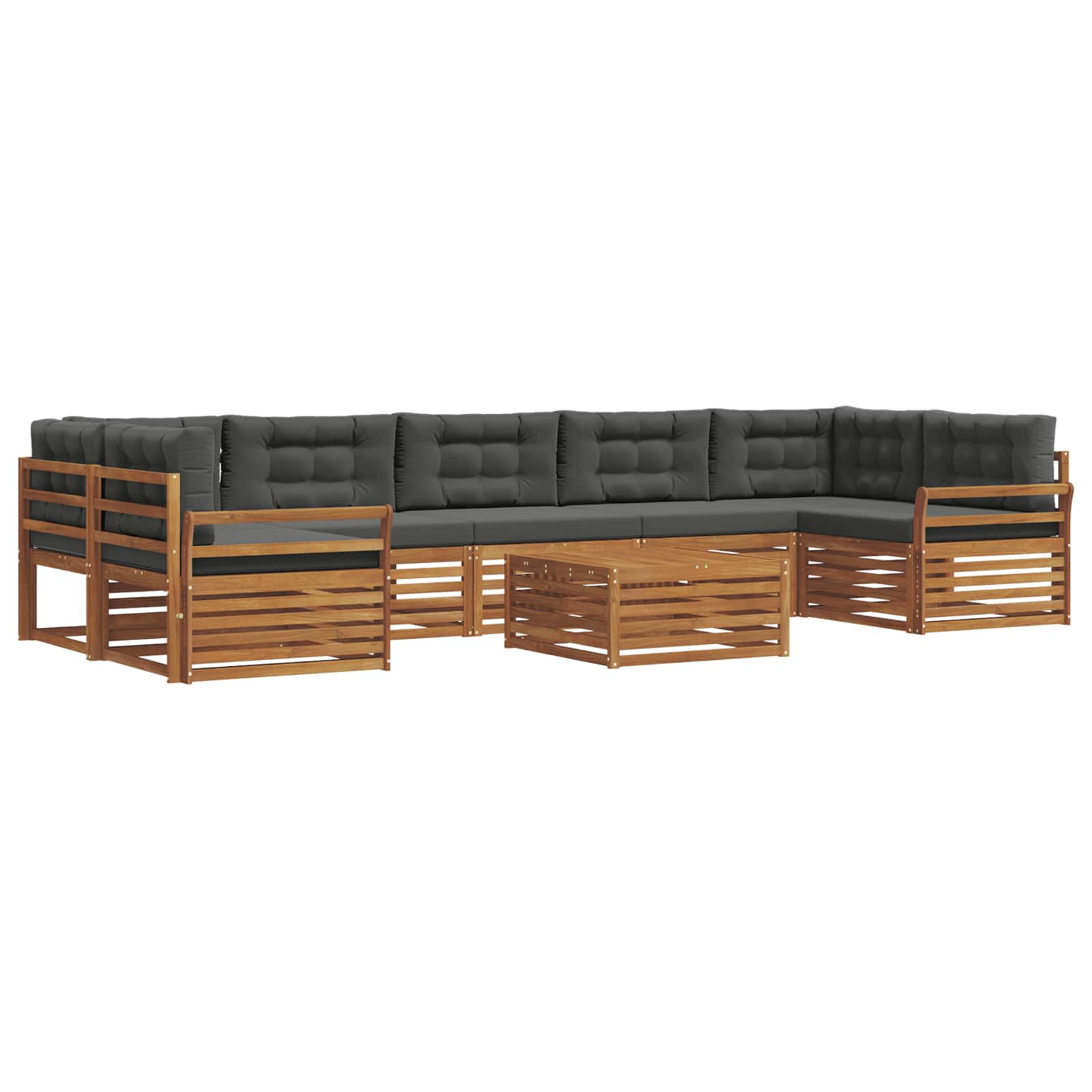 Σειρά Καναπέ Εξωτερικού με μαξιλάρι 8 pcs Φυσικό και Ανθρακί - Pakobazaar