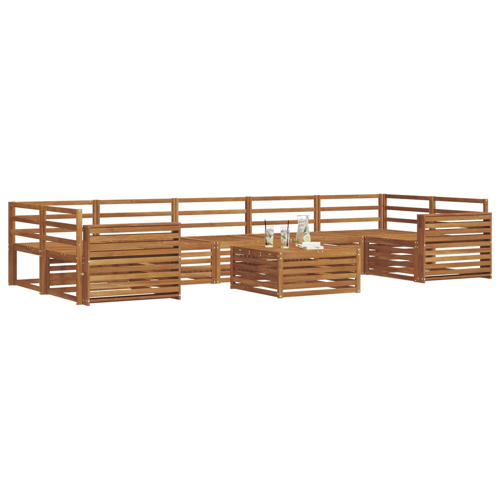 Σειρά Καναπέ Εξωτερικού 8 pcs Φυσικό - Pakobazaar