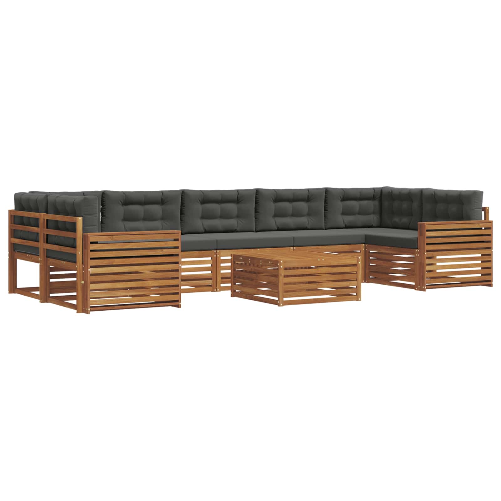 Σειρά Καναπέ Εξωτερικού με μαξιλάρι 8 pcs Φυσικό και Ανθρακί - Pakobazaar