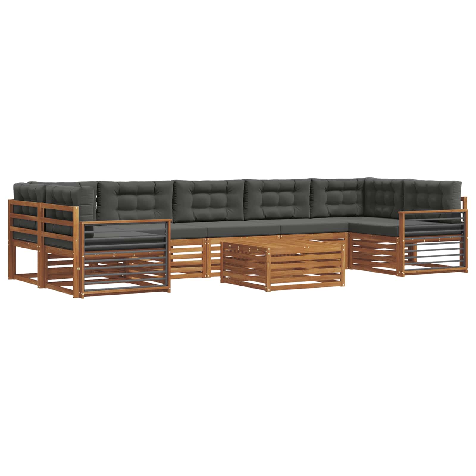 Σειρά Καναπέ Εξωτερικού με μαξιλάρι 8 pcs Φυσικό και Ανθρακί - Pakobazaar