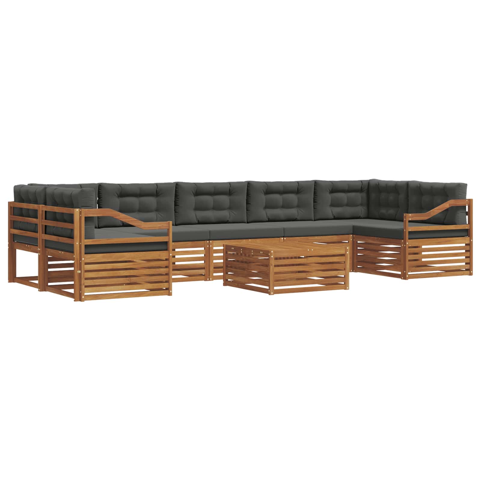 Σειρά Καναπέ Εξωτερικού με μαξιλάρι 8 pcs Φυσικό και Ανθρακί - Pakobazaar