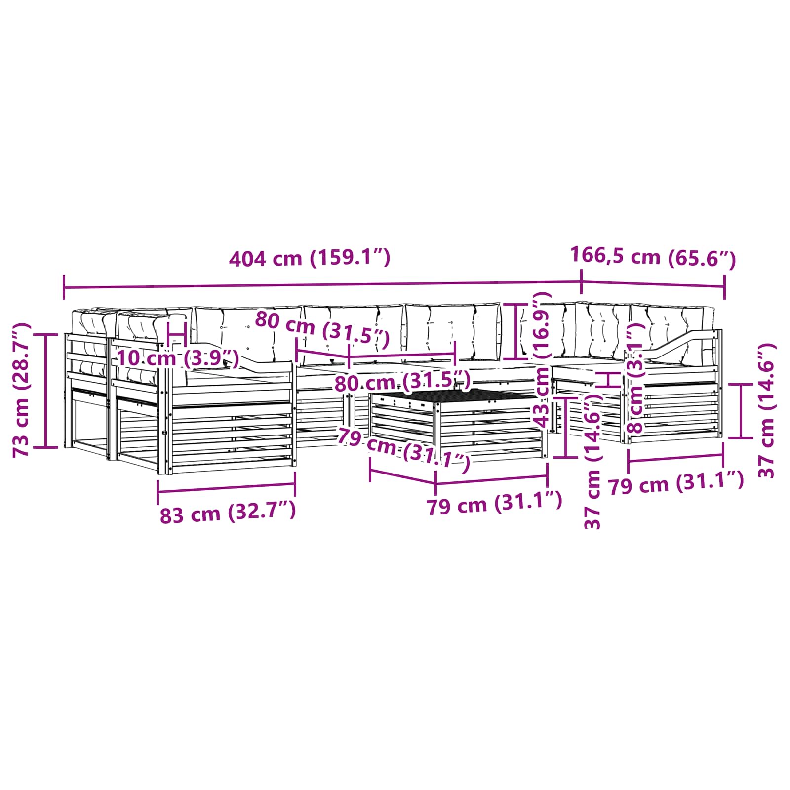 Σειρά Καναπέ Εξωτερικού με μαξιλάρι 8 pcs Φυσικό και Μπεζ - Pakobazaar