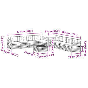 Σειρά Καναπέ Εξωτερικού με μαξιλάρι 9 pcs Φυσικό και Κρέμα - Pakobazaar
