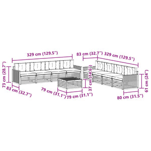 Σειρά Καναπέ Εξωτερικού με μαξιλάρι 9 pcs Φυσικό και Μπεζ - Pakobazaar