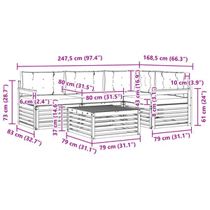 Σειρά Καναπέ Εξωτερικού με μαξιλάρι 5 pcs Φυσικό και Ανθρακί - Pakobazaar