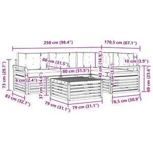 Σειρά Καναπέ Εξωτερικού με μαξιλάρι 5 pcs Φυσικό και Κρέμα - Pakobazaar