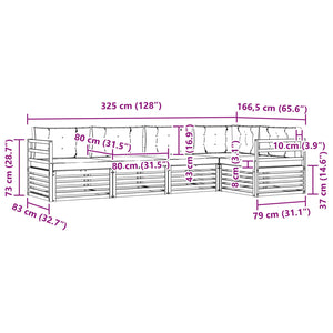 Σειρά Καναπέ Εξωτερικού με μαξιλάρι 5 pcs Φυσικό και Ανθρακί - Pakobazaar