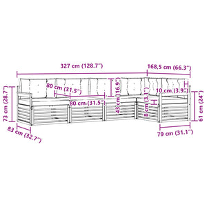 Σειρά Καναπέ Εξωτερικού με μαξιλάρι 5 pcs Φυσικό και Ανθρακί - Pakobazaar