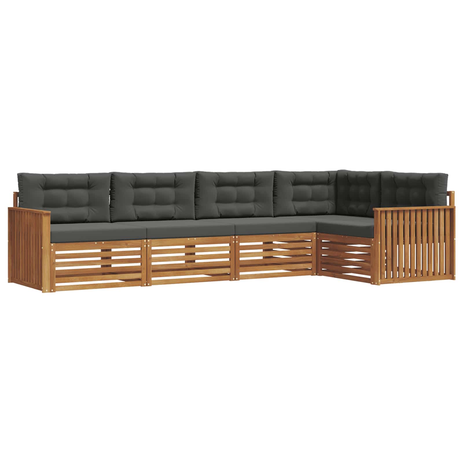 Σειρά Καναπέ Εξωτερικού με μαξιλάρι 5 pcs Φυσικό και Ανθρακί - Pakobazaar