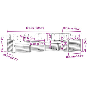 Σειρά Καναπέ Εξωτερικού με μαξιλάρι 5 pcs Φυσικό και Ανθρακί - Pakobazaar