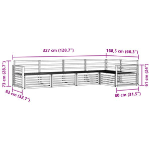 Σειρά Καναπέ Εξωτερικού 5 pcs Φυσικό Στερεό Ξύλο Ακακίας - Pakobazaar
