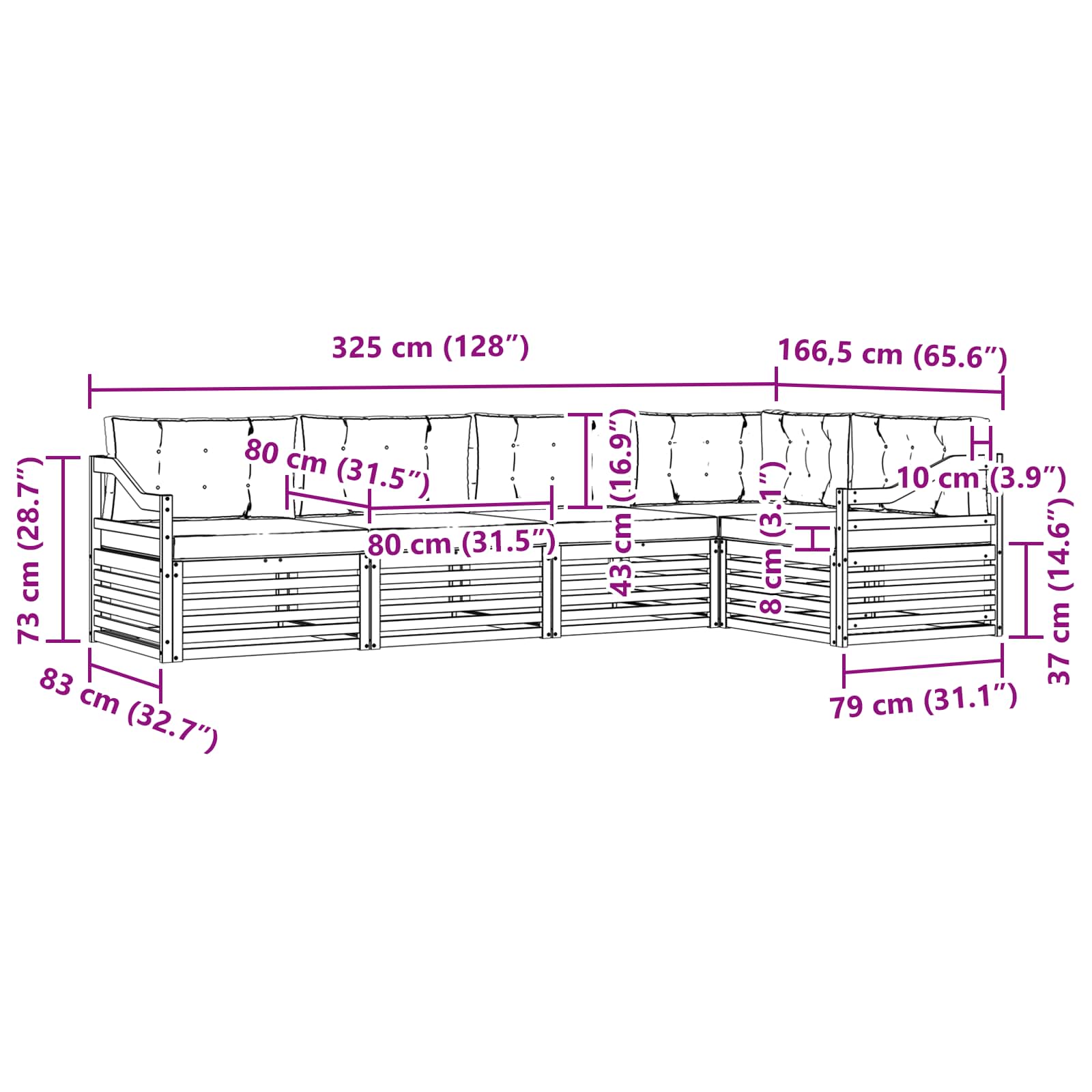 Σειρά Καναπέ Εξωτερικού με μαξιλάρι 5 pcs Φυσικό και Μπεζ - Pakobazaar