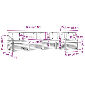 Σειρά Καναπέ Εξωτερικού με μαξιλάρι 5 pcs Φυσικό και Μπεζ - Pakobazaar