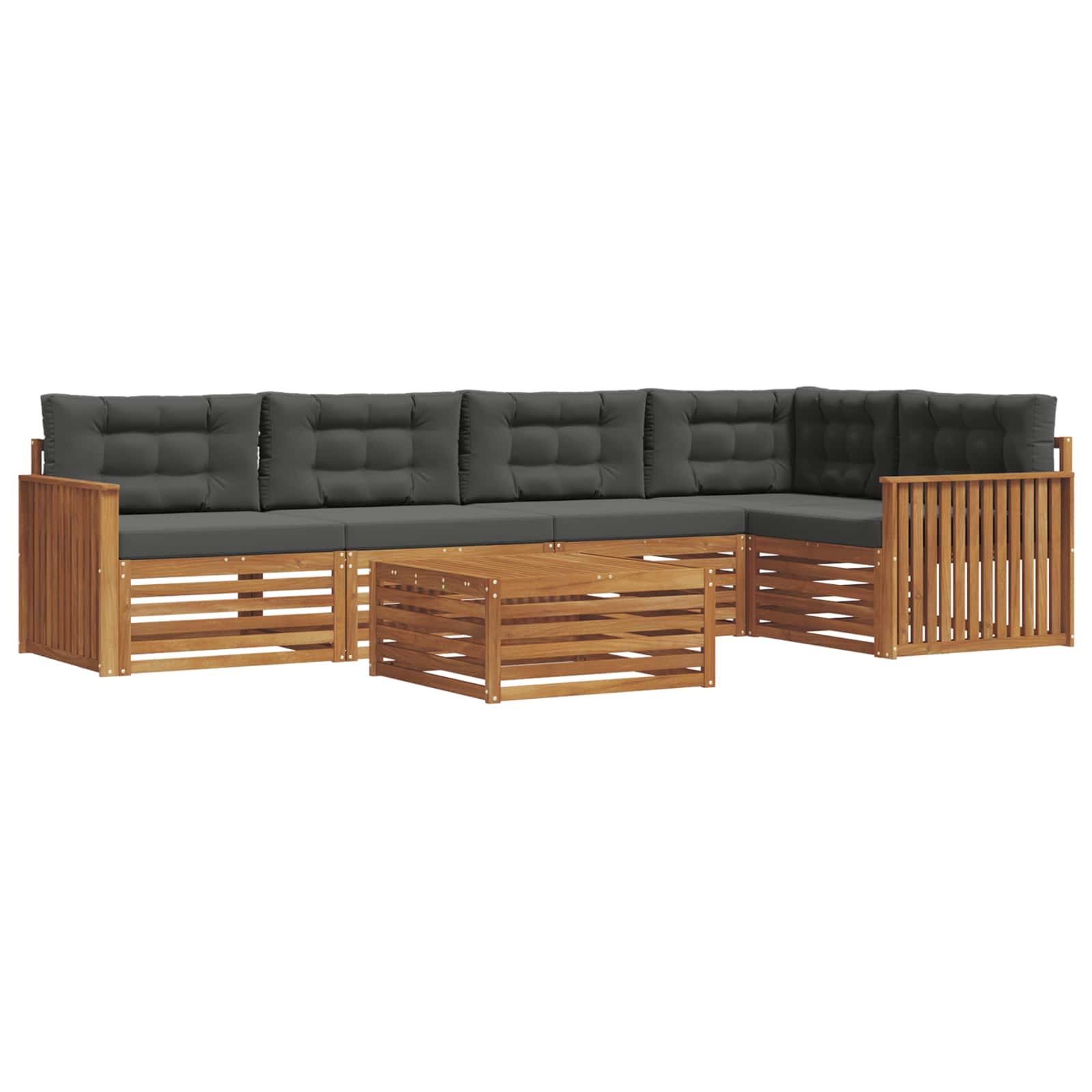 Σειρά Καναπέ Εξωτερικού με μαξιλάρι 6 pcs Φυσικό και Ανθρακί - Pakobazaar