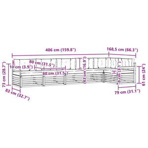 Σειρά Καναπέ Εξωτερικού με μαξιλάρι 6 pcs Φυσικό και Μπεζ - Pakobazaar
