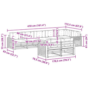 Σειρά Καναπέ Εξωτερικού με μαξιλάρι 8 pcs Φυσικό και Κρέμα - Pakobazaar
