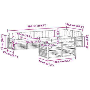 Σειρά Καναπέ Εξωτερικού με μαξιλάρι 8 pcs Φυσικό και Μπεζ - Pakobazaar