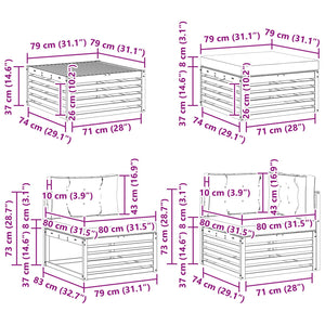 Σειρά Καναπέ Εξωτερικού με μαξιλάρι 7 pcs Φυσικό και Ανθρακί - Pakobazaar