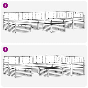 Σετ Καναπέ 8 pcs Φυσικό και Μπεζ Στερεό Ξύλο Ακακίας - Pakobazaar