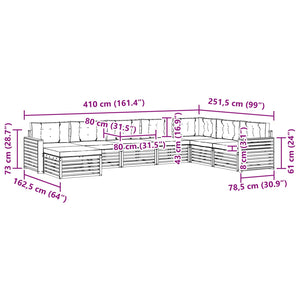 Σετ Καναπέ 8 pcs Φυσικό και Ανοιχτό Γκρι Στερεό Ξύλο Ακακίας - Pakobazaar