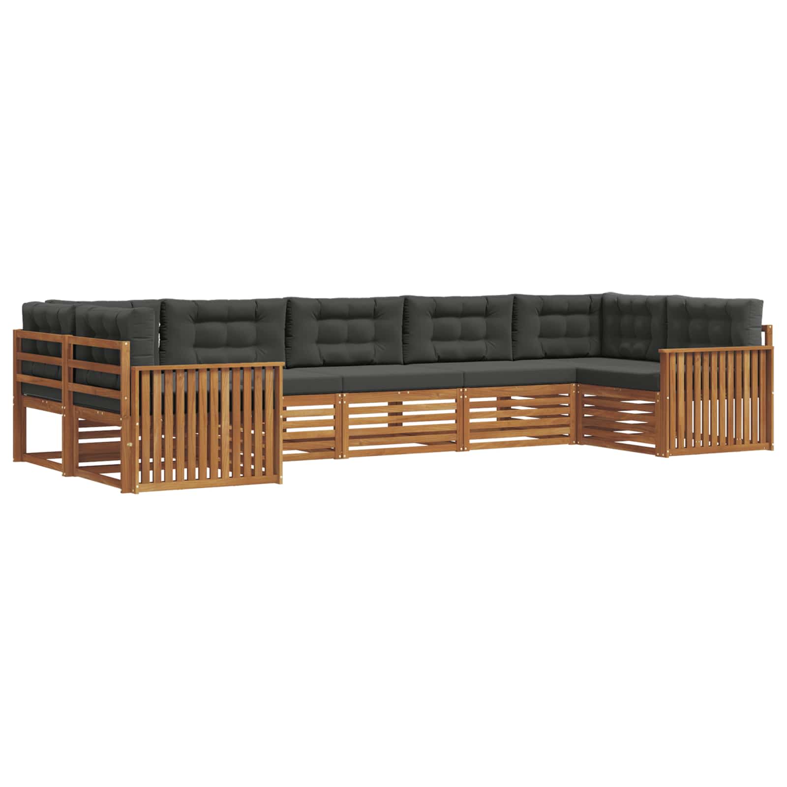 Σειρά Καναπέ Εξωτερικού με μαξιλάρι 7 pcs Φυσικό και Ανθρακί - Pakobazaar
