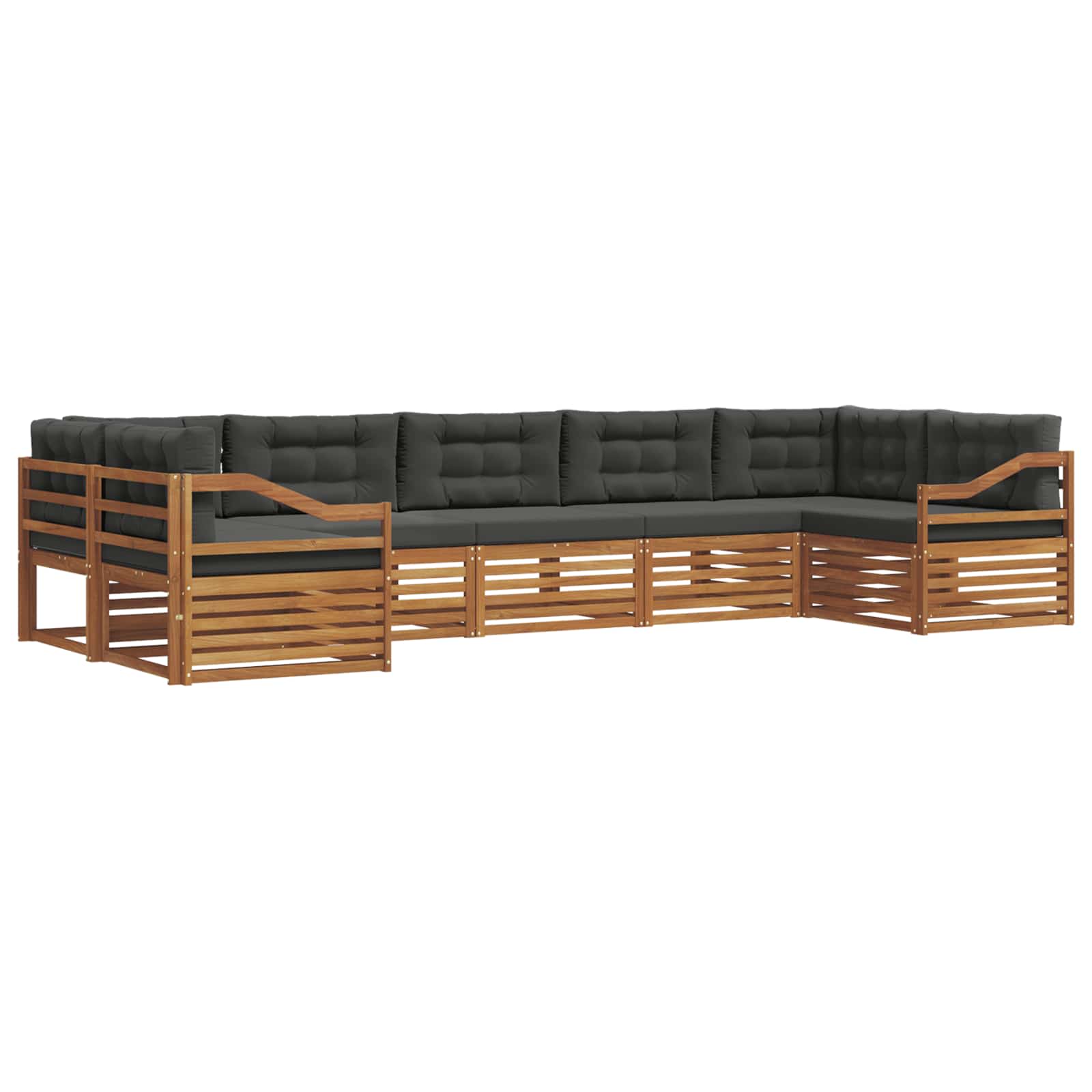 Σειρά Καναπέ Εξωτερικού με μαξιλάρι 7 pcs Φυσικό και Ανθρακί - Pakobazaar