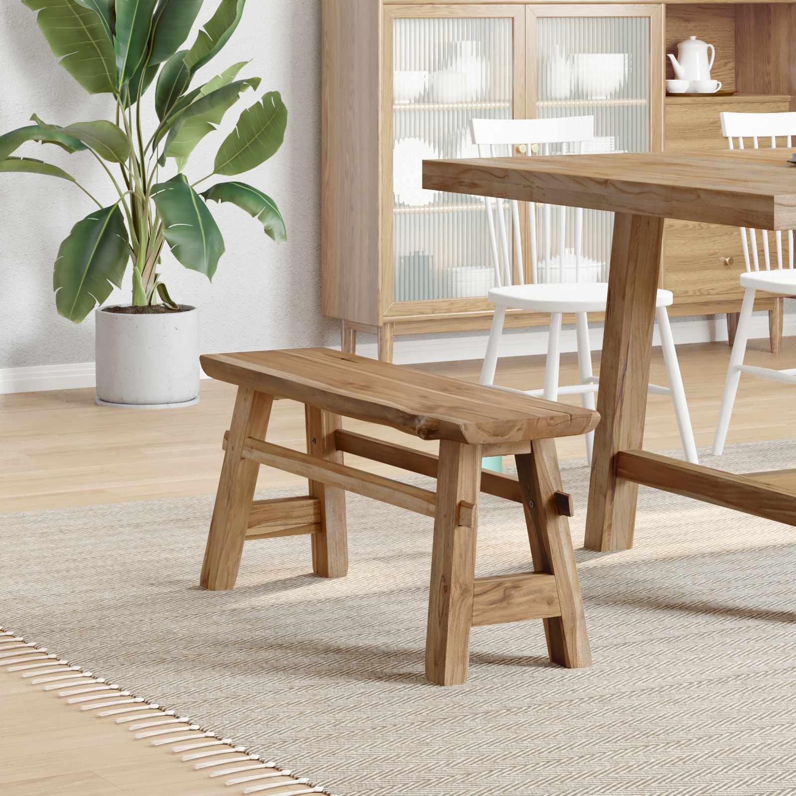 παγκάκι Φυσικό 100 x 29 x 43,5 εκ Στερεό Ξύλο Τίκ - Pakobazaar