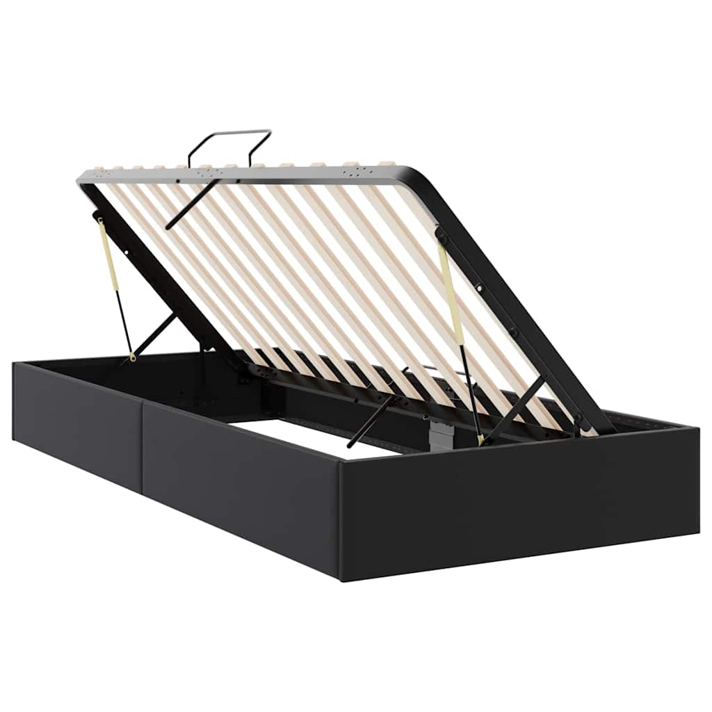 Κρεβάτι Αποθήκης με αποθήκευση Μαύρο 100 x 190 cm Τεχνητό δέρμα - Pakobazaar
