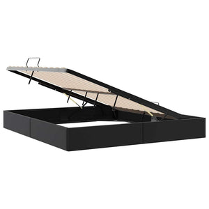 Κρεβάτι Αποθήκης με αποθήκευση Μαύρο 193 x 203 cm Τεχνητό δέρμα - Pakobazaar