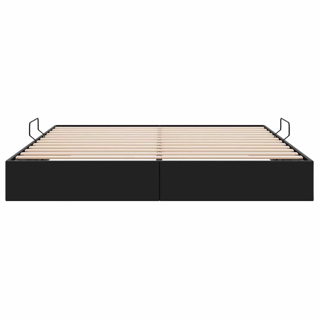 Κρεβάτι Αποθήκης με αποθήκευση Μαύρο 183 x 213 cm Τεχνητό δέρμα - Pakobazaar