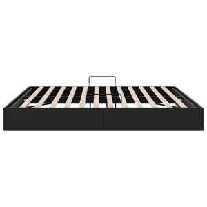 Κρεβάτι Αποθήκης με αποθήκευση Μαύρο 183 x 213 cm Τεχνητό δέρμα - Pakobazaar