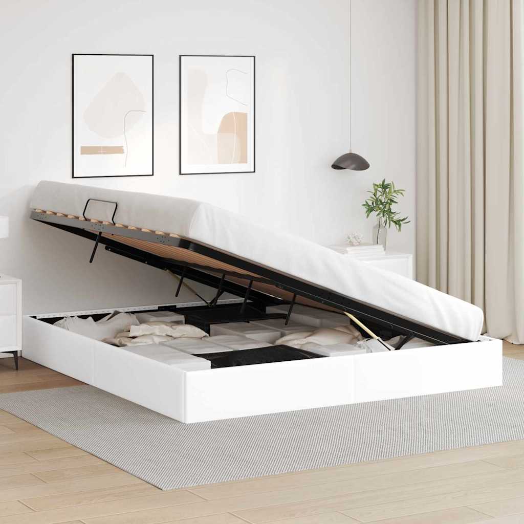 Κρεβάτι Αποθήκης Καθαρό Λευκό 183 x 213 cm Τεχνητό δέρμα - Pakobazaar