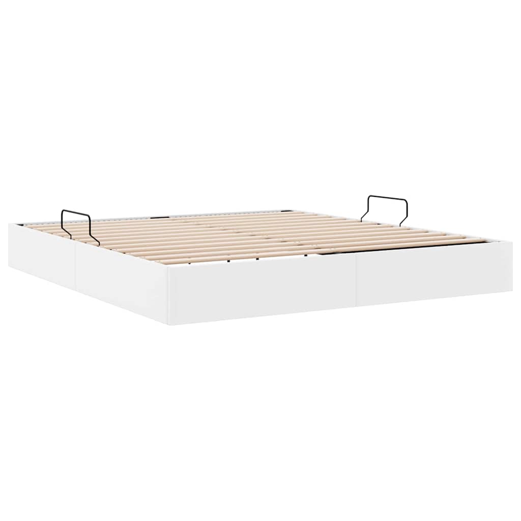 Κρεβάτι Αποθήκης Καθαρό Λευκό 183 x 213 cm Τεχνητό δέρμα - Pakobazaar