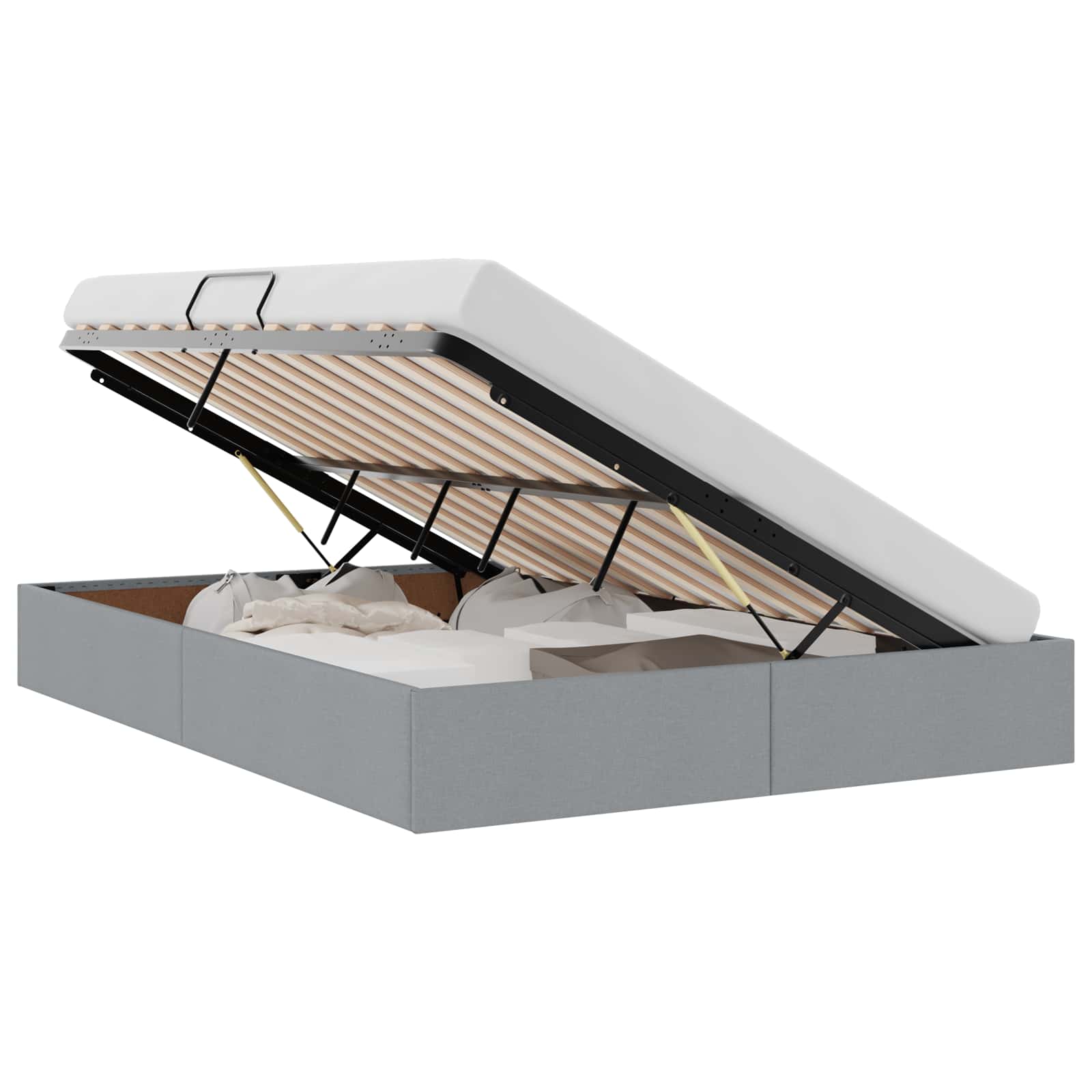 Κρεβάτι Αποθήκης με στρώμα Ανοιχτό γκρι 135 x 190 cm ύφασμα