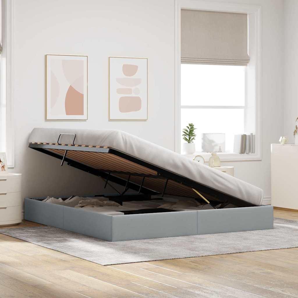 Κρεβάτι Αποθήκης με στρώμα Ανοιχτό γκρι 180 x 200 cm ύφασμα