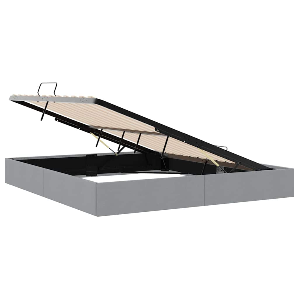 Κρεβάτι Αποθήκης με αποθήκευση Ανοιχτό γκρι 193 x 203 cm Ύφασμα